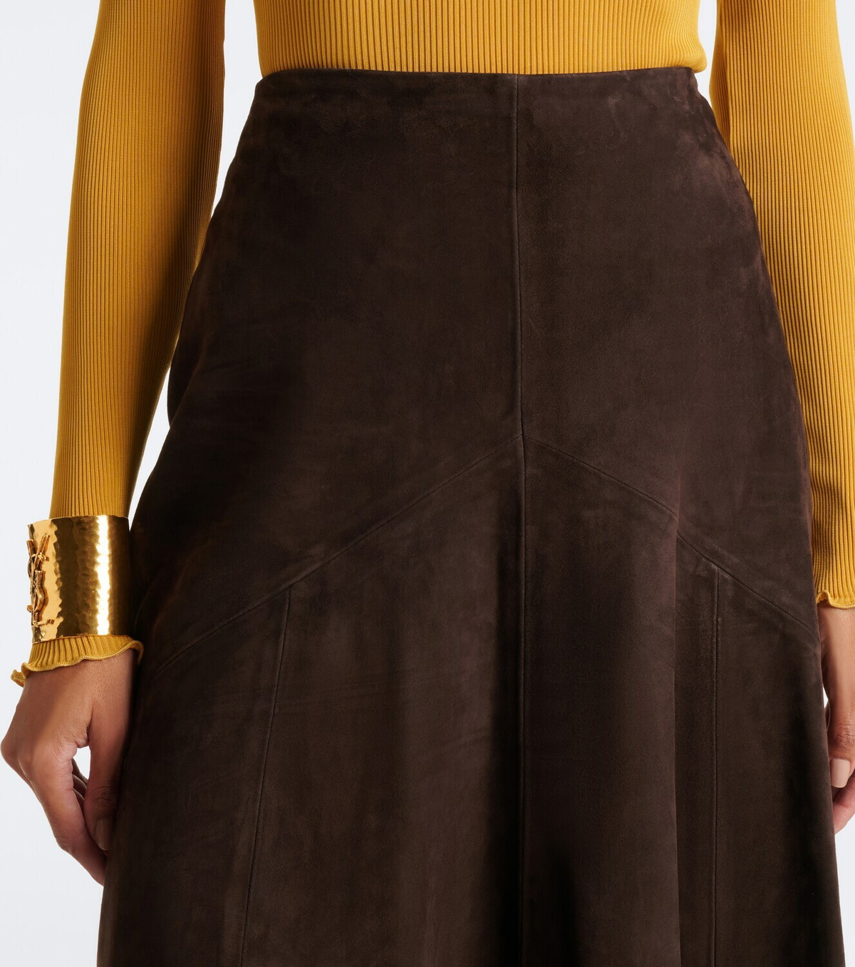 Nour Hammour Garnier suede midi skirt