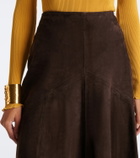 Nour Hammour Garnier suede midi skirt