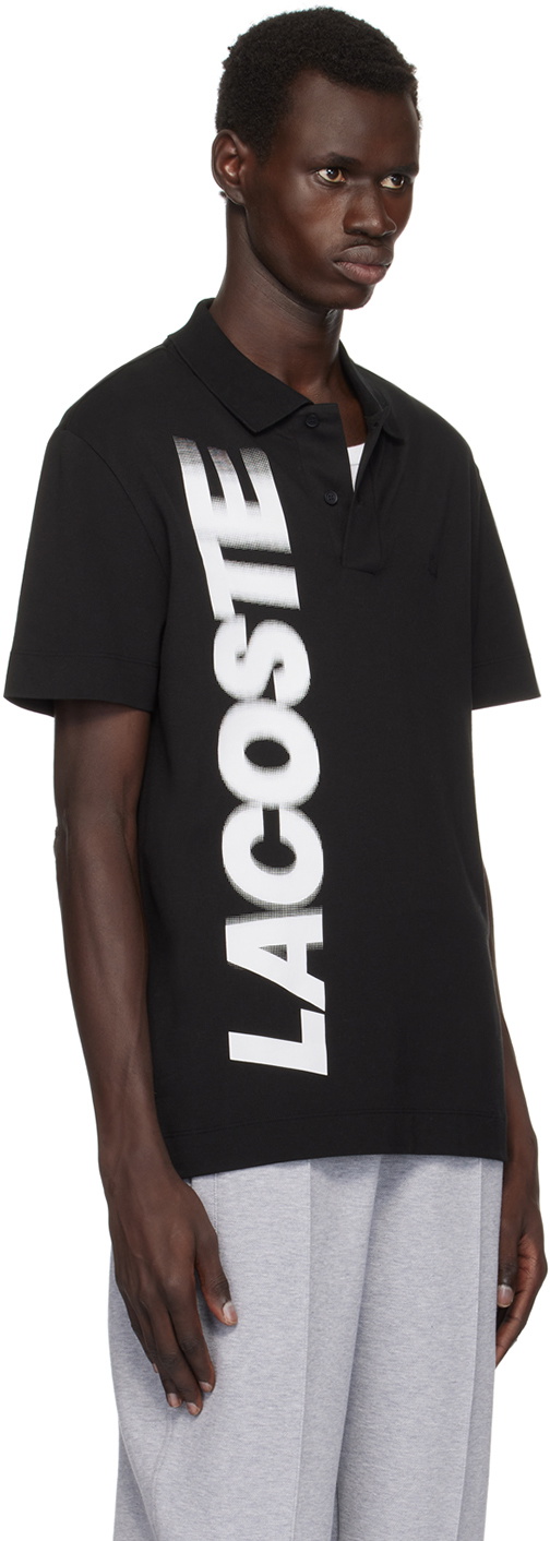 Lacoste Black Regular Fit 'Lacoste' Movement Printed Polo Lacoste