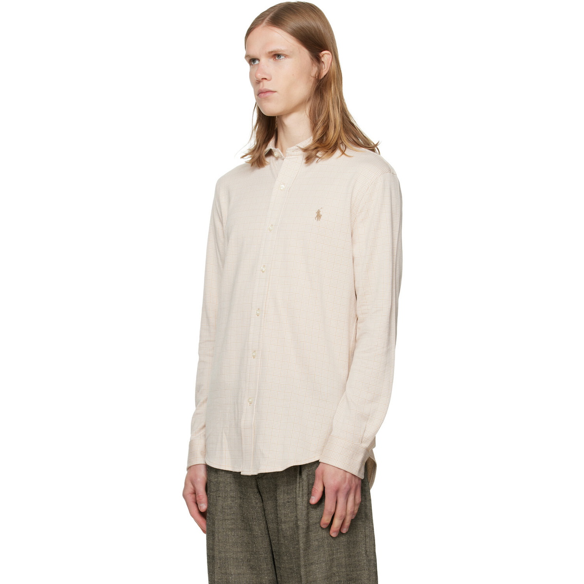 Polo Ralph Lauren Beige Jersey Knit Long Sleeve Sport Shirt
