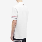 Thom Browne Men's Textured Cotton Polo Shirt in White