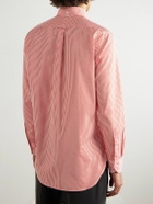 Drake's - Slim-Fit Button-Down Collar Striped Cotton-Poplin Shirt - Red
