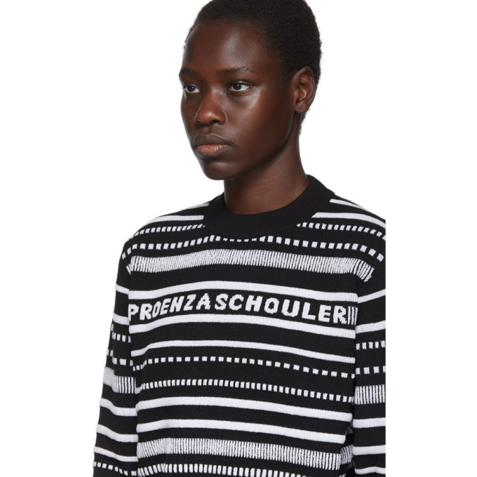 Proenza Schouler Black and White PSWL Logo Cropped Sweater Proenza