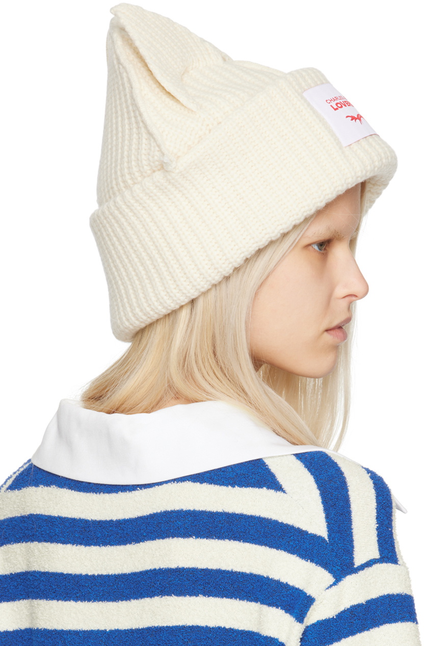 Charles Jeffrey LOVERBOY SSENSE Exclusive Off-White Supersized Chunky Ears  Beanie