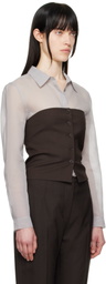 AMOMENTO Brown Button Up Bustier Top