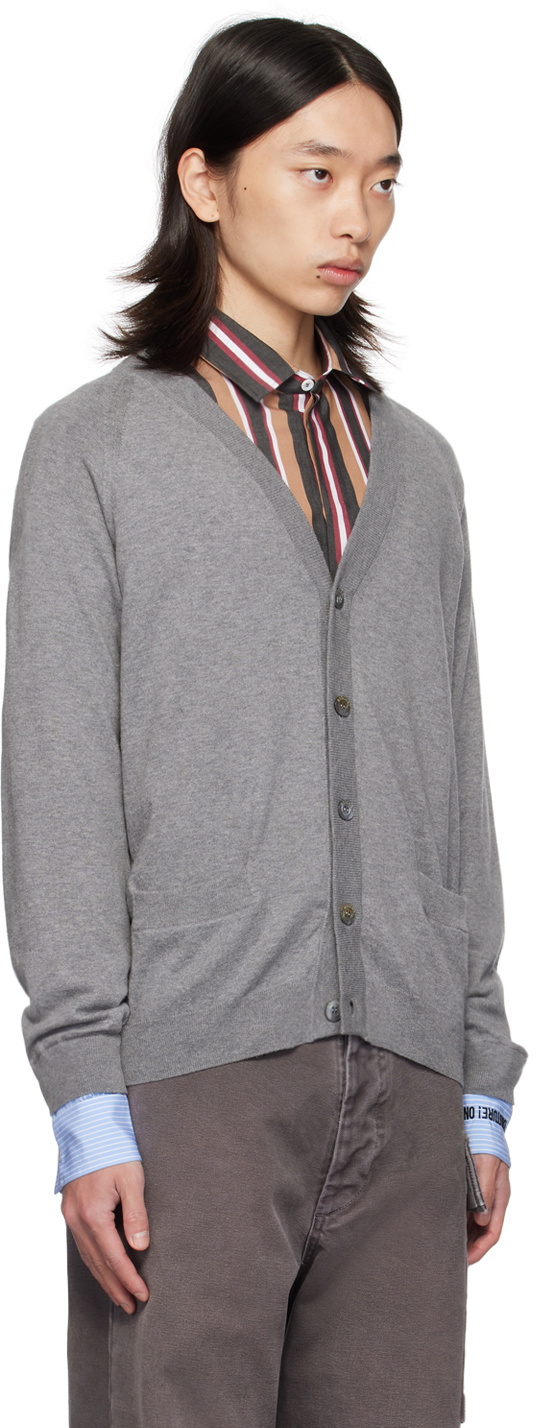 Moschino Gray Upside Down Logo Cardigan