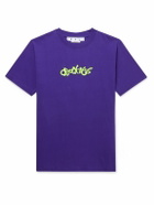 Off-White - Logo-Flocked Cotton-Jersey T-Shirt - Purple
