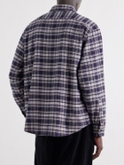 A.PRESSE - Checked Cotton and Silk-Blend Twill Shirt - Blue