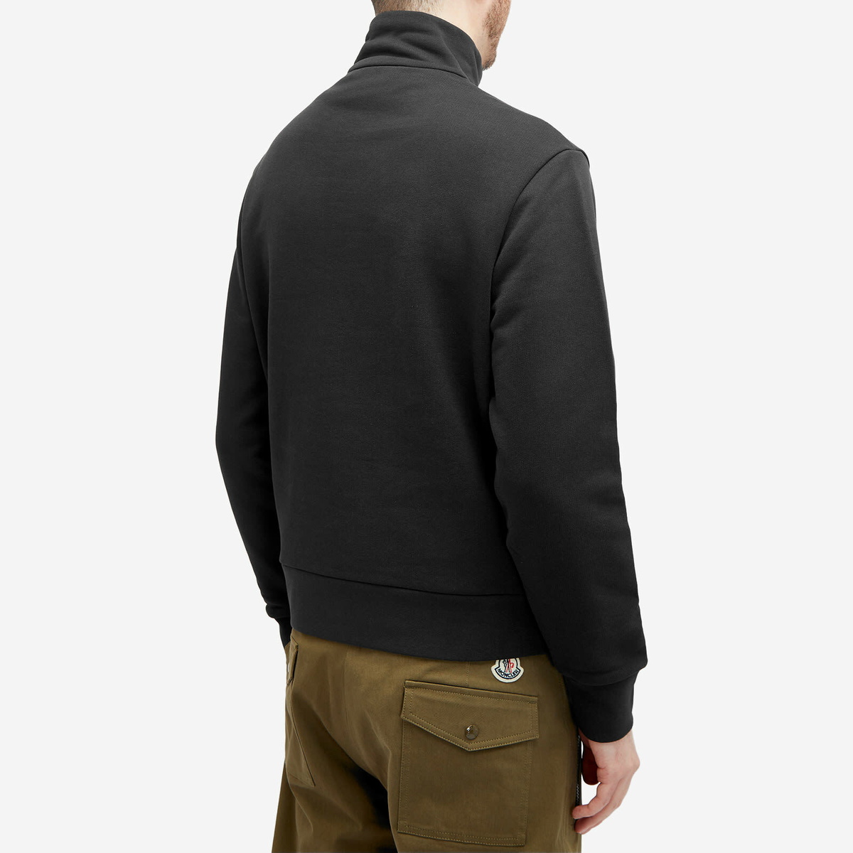 Moncler Men's Badge Logo Quarter Zip Sweat in Black Moncler