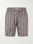 Frescobol Carioca - Rio Linen Blend Cabana Wave -Print Swim Short - Brown
