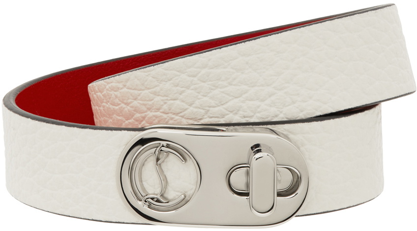 Loubi Suede Studded Belt In White