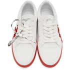 Off-White White and Red Suede Vulcanized Low Sneakers