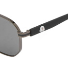 Moncler Eyewear Men's Flaperon Sunglasses in Shiny Gunmetal/Smoke