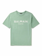 Balmain - Logo-Print Cotton-Jersey T-Shirt - Green