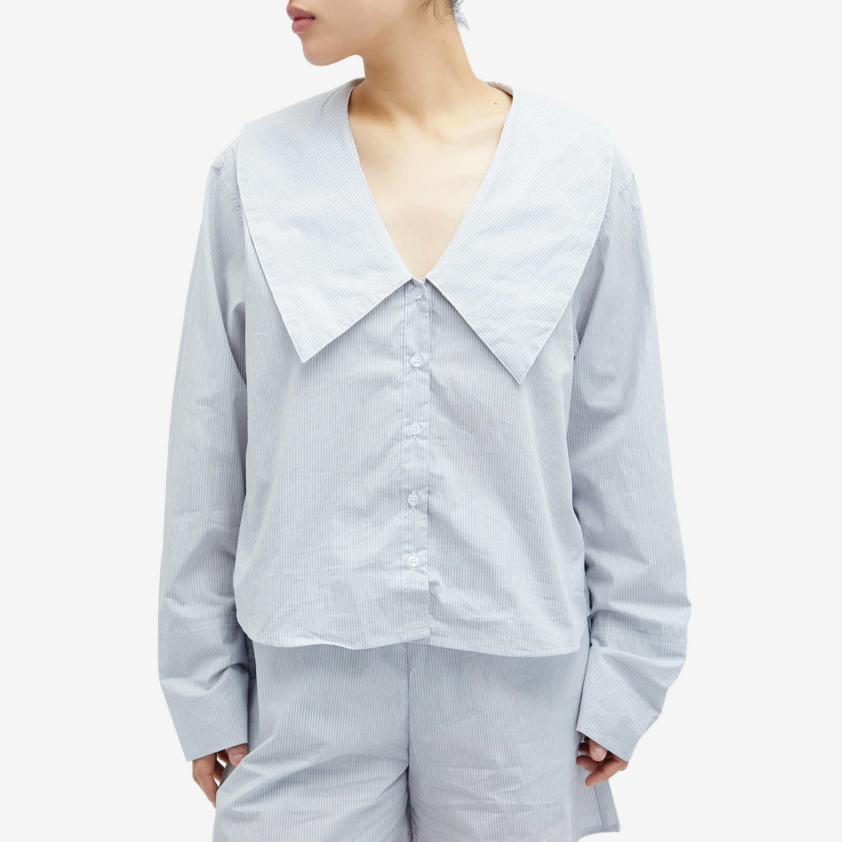 Deiji Studios Women's OS Collared Stripe Shirt in Dream