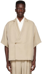 King & Tuckfield SSENSE Exclusive Beige Cupro Short Sleeve Shirt