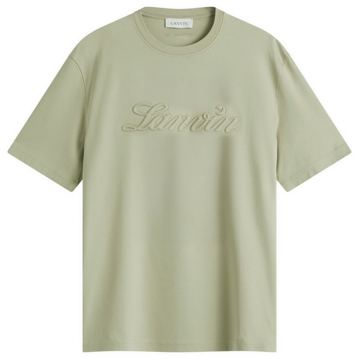 Photo: Lanvin Men's Debossed Script Logo T-Shirt in Lin
