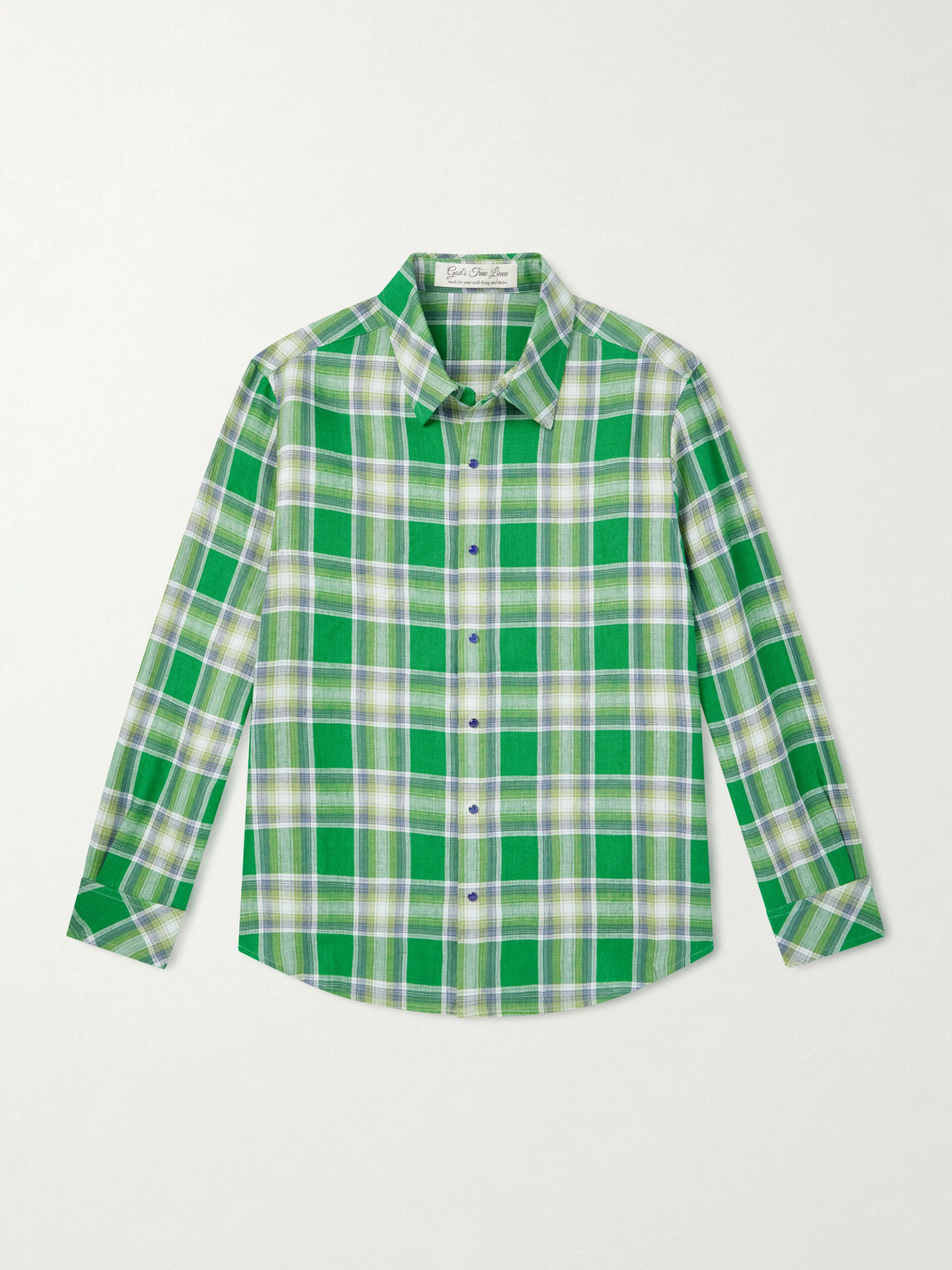 God's True Cashmere - Harbor Checked Linen Shirt - Green