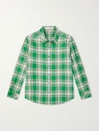 God's True Cashmere - Harbor Checked Linen Shirt - Green