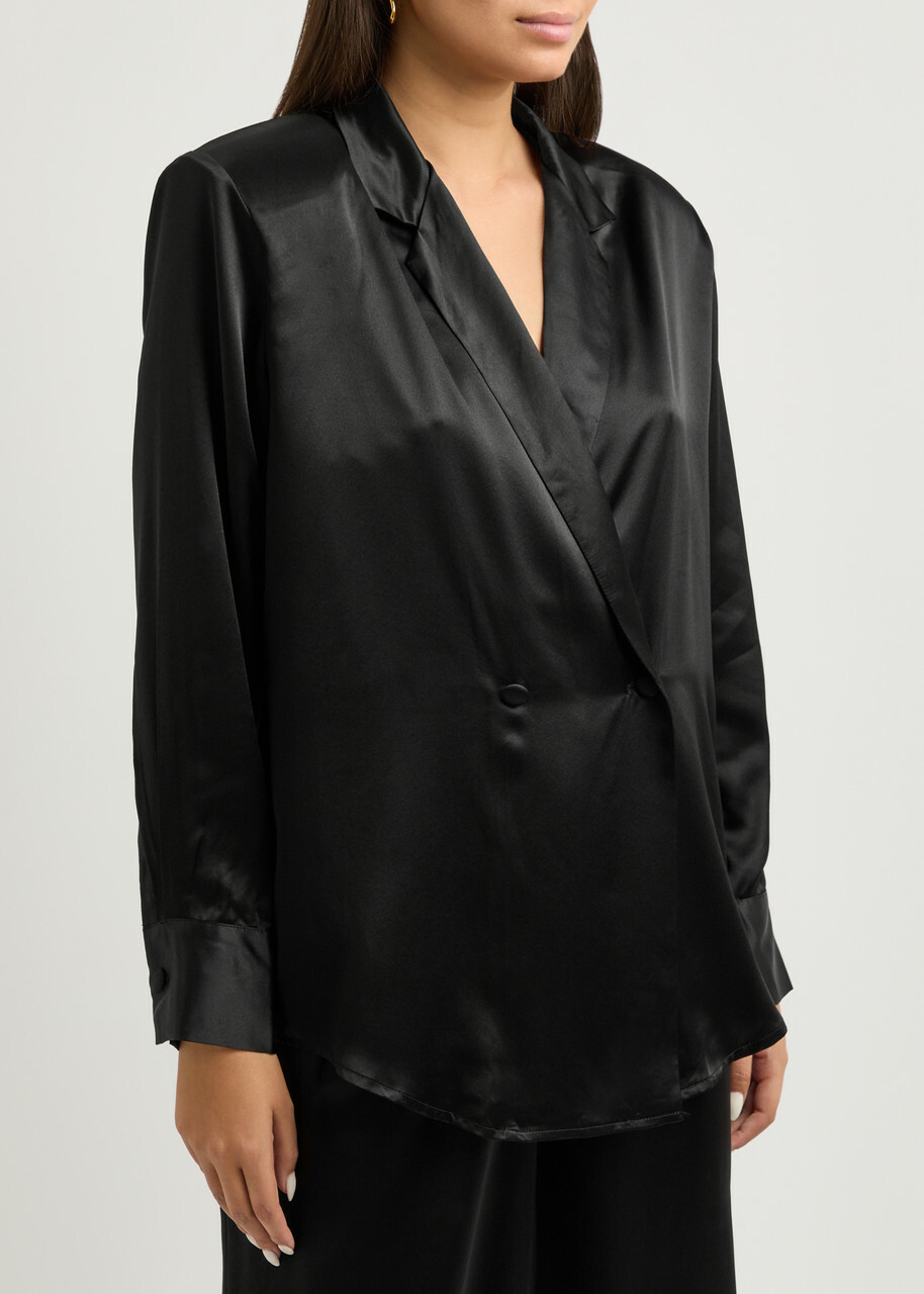 Aexae Double-brested Silk Shirt Black