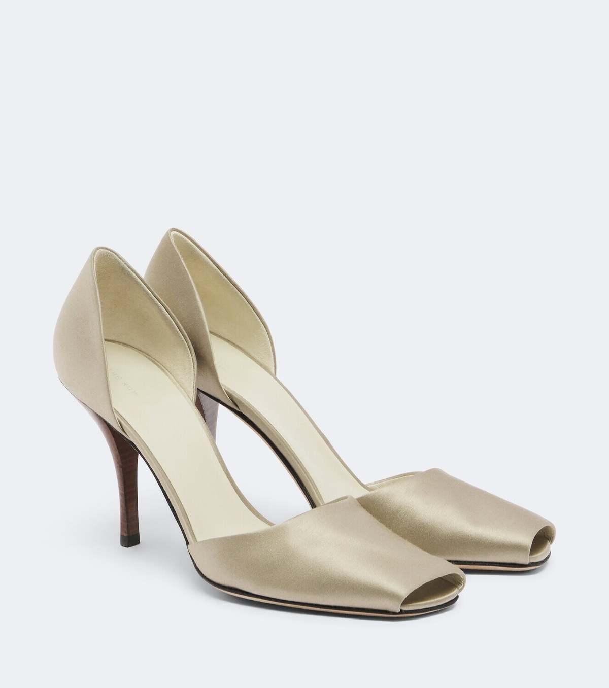 The Row Noor satin peep-toe pumps