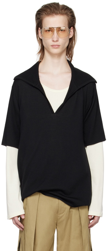 Photo: T/SEHNE Black Open-Seam Polo