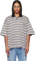 WOOYOUNGMI Gray & White Striped Polo