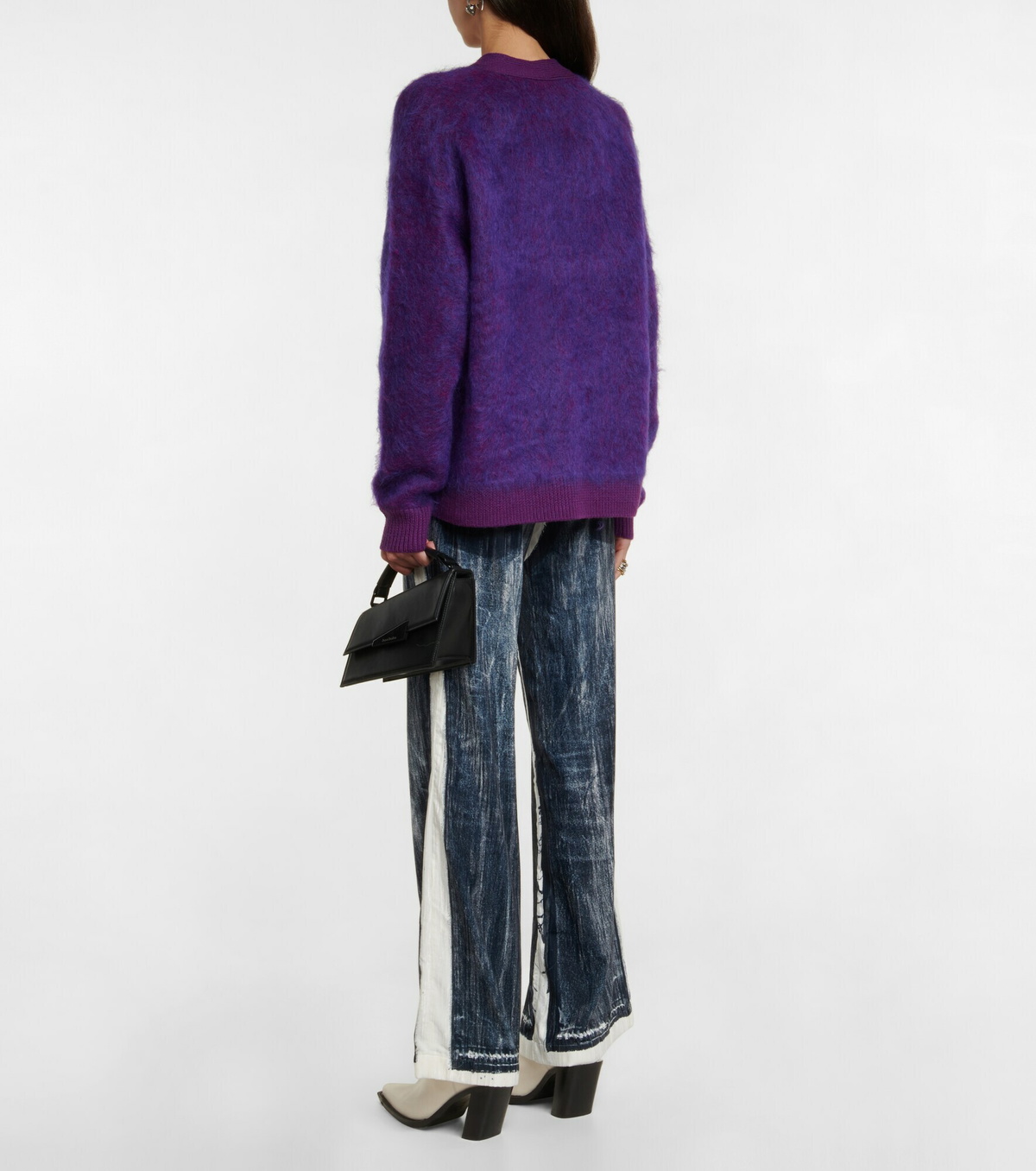 トップス Acne Studios Wool Mohair Cardigan Acne Studios Mohair Fluffy Wool Cardigan Violet Purple Men's