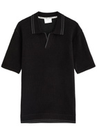 Percival Cassette Waffle-knit Cotton Polo Shirt Black