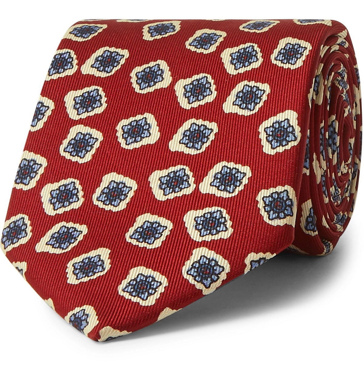 E.MARINELLA - 8cm Floral-Print Silk-Twill Tie - Red