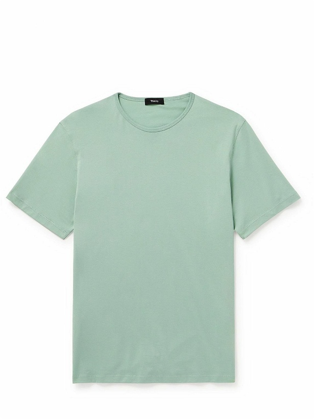 Photo: Theory - Precise Cotton-Jersey T-Shirt - Green