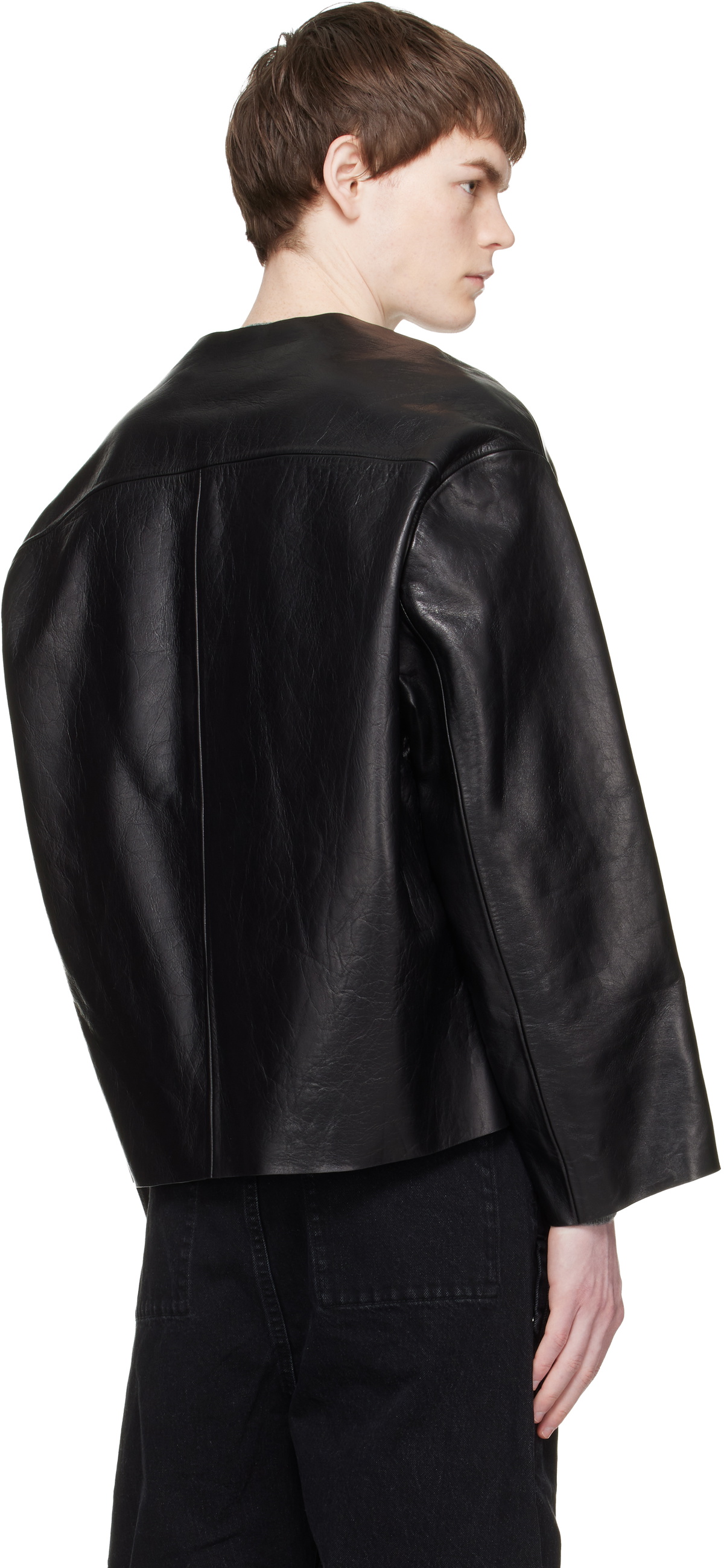 Entire Studios Black Minimal Leather Jacket