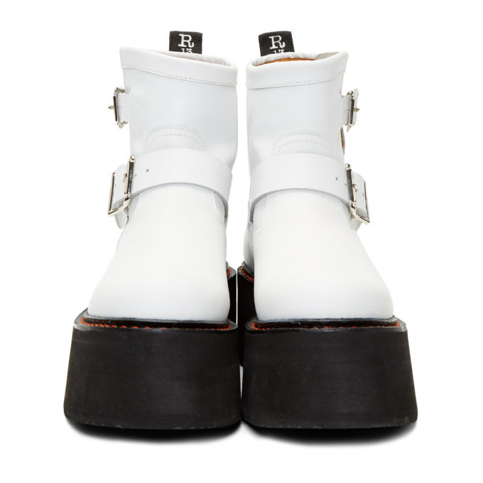 R13 White Double Stack Engineer Boots R13