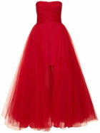 GIAMBATTISTA VALLI Strapless Asymmetric Tulle Mini Dress