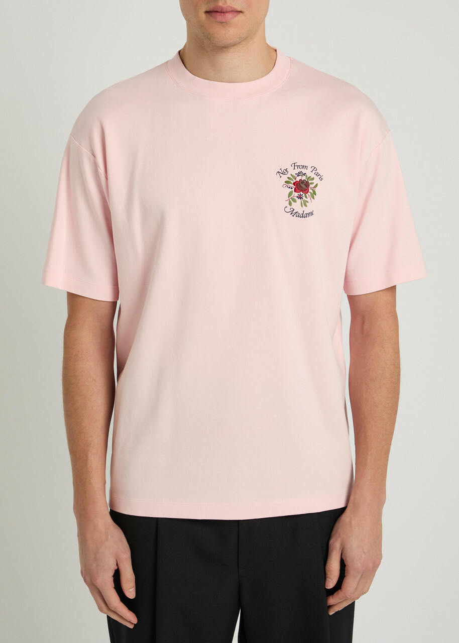 DRÔLE DE Monsieur Le T-shirt Slogan Printed Cotton T-shirt Pink