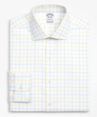 Brooks Brothers Men's Stretch Regent Regular-Fit Dress Shirt, Non-Iron Poplin English Collar Double-Grid Check | Yellow