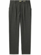 De Bonne Facture - Tapered Pleated Checked Wool Trousers - Gray