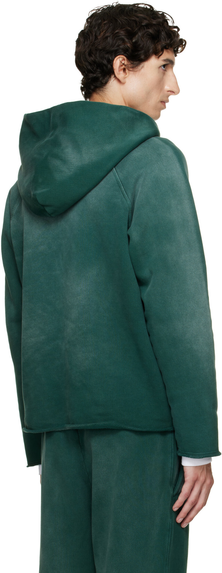 Les Tien Green Heavyweight Raw Raglan Hoodie