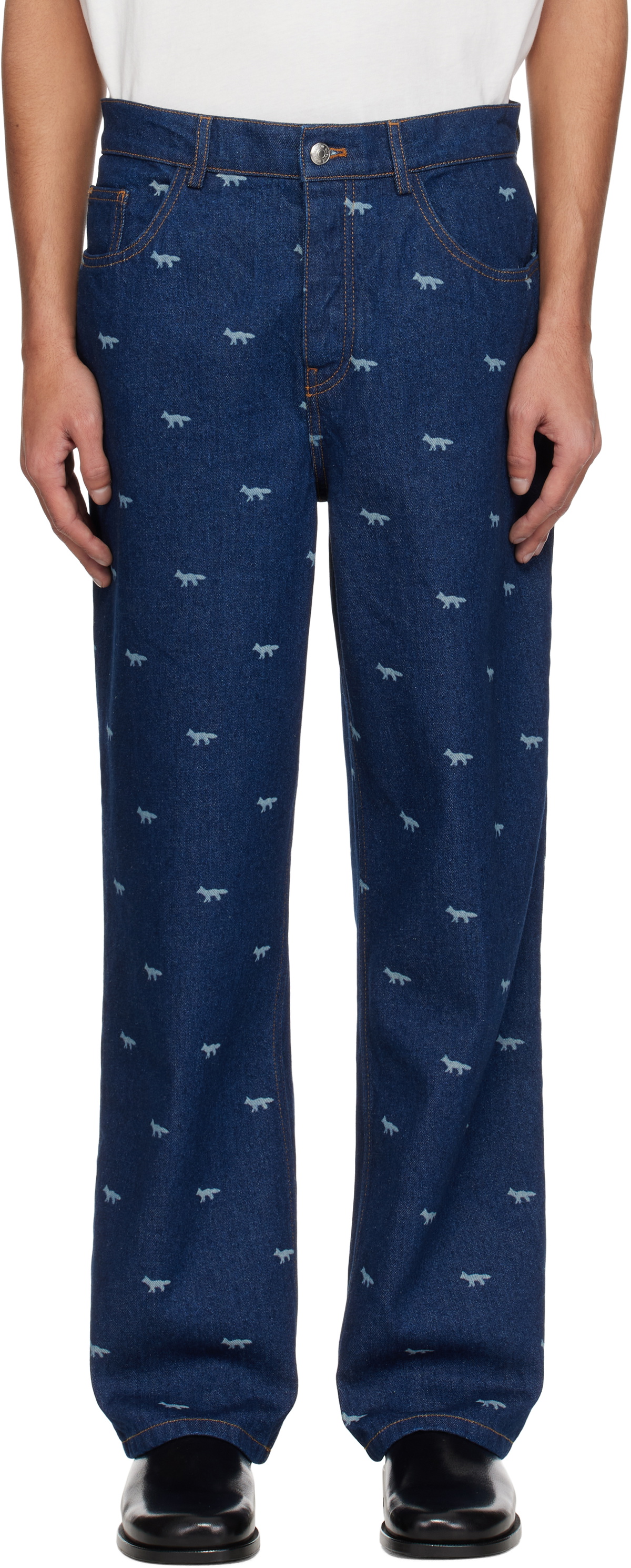 Maison Kitsuné Navy Relaxed Jeans