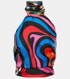 Pucci Marmo cropped halterneck silk top