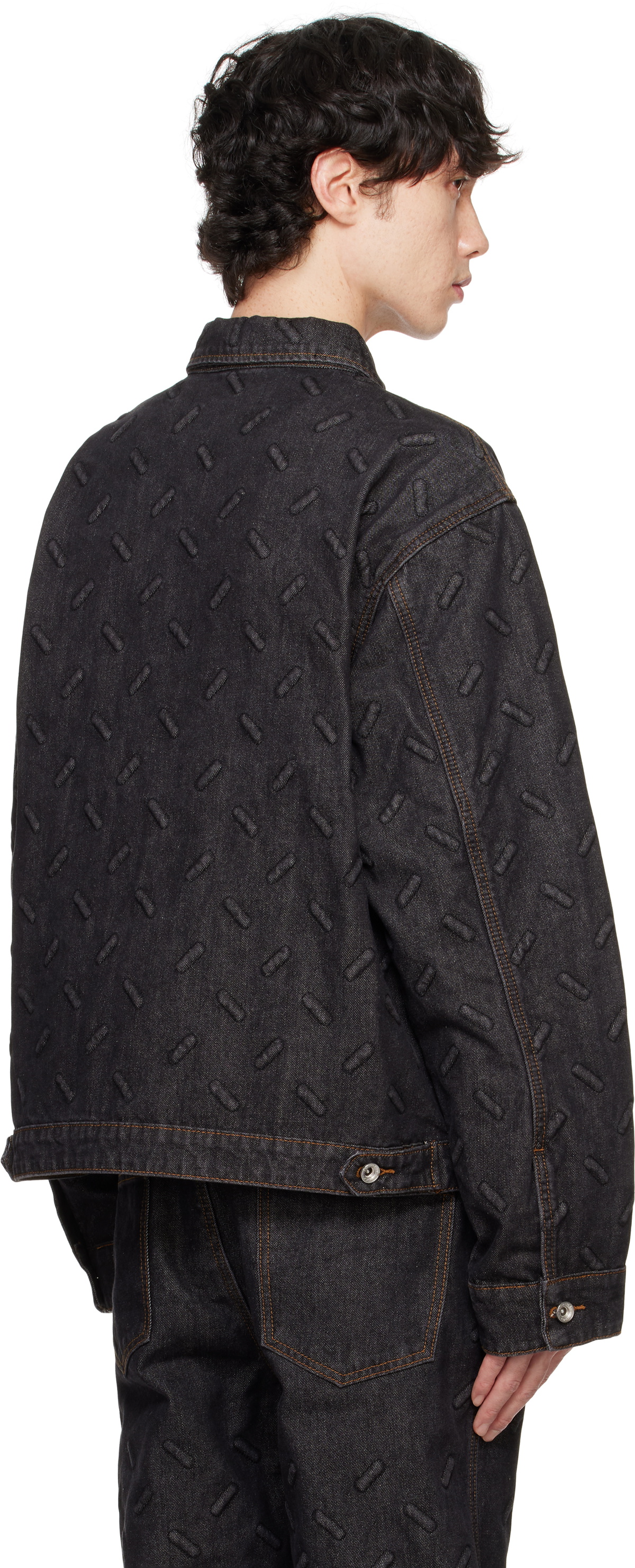 Who Decides War Black Thread Plate Denim Jacket