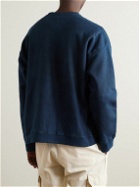 ATON - Logo-Embroidered Cotton-Jersey Sweatshrit - Blue