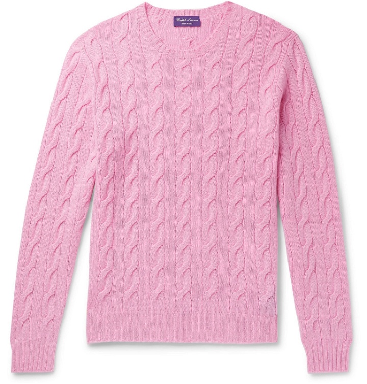 Photo: Ralph Lauren Purple Label - Cable-Knit Cashmere Sweater - Pink