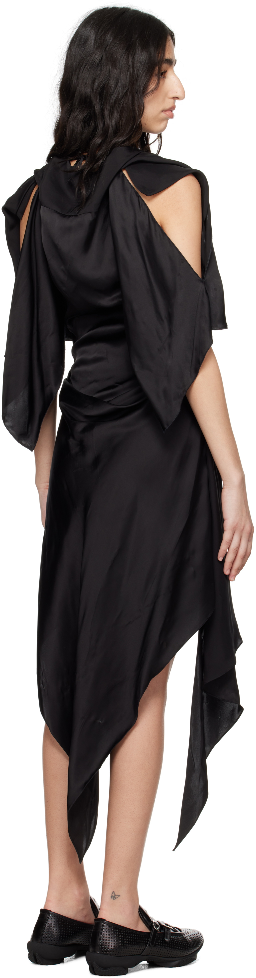 Kiko Kostadinov Black Fornax Draped Midi Dress
