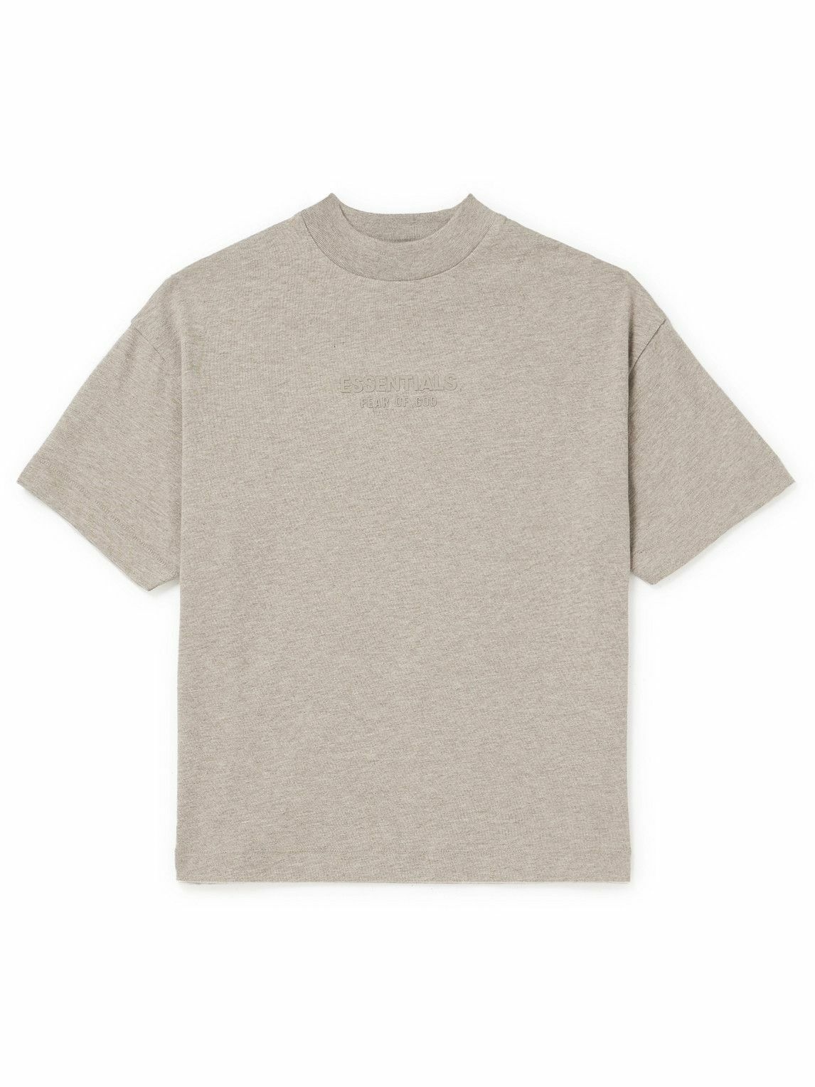 Photo: Fear of God Essentials Kids - Logo-Appliquéd Cotton-Jersey T-Shirt - Gray