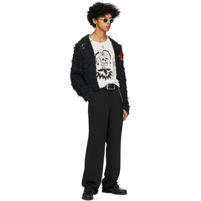 Worstok Black Raw Silk Cardigan