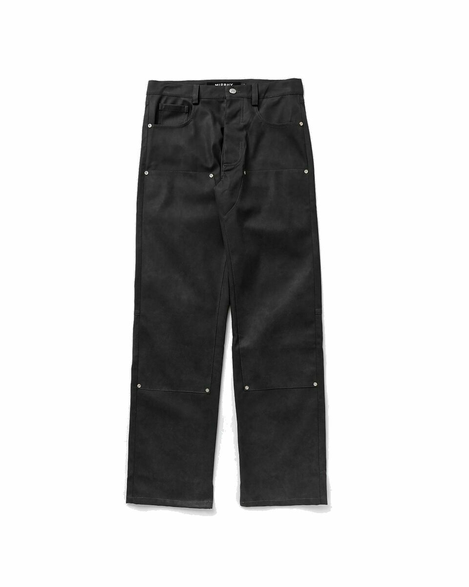 Photo: Misbhv Vegan Leather Carpenter Trousers Faded Black - Mens - Casual Pants