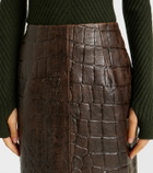 Emilia Wickstead Loretta croc-effect leather pencil skirt