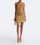 Là Fuori Embellished silk bustier dress