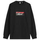 NANGA Men's Eco Hybrid Box Logo Long Sleeve T-Shirt in Black